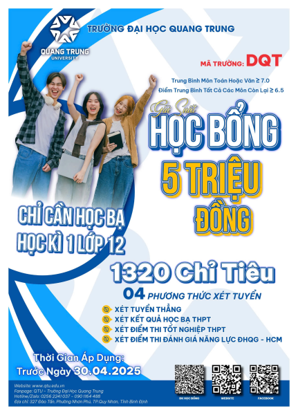 Săn học bổng 5 triệu đồng – Bắt đầu hành trình cùng QTU 2025